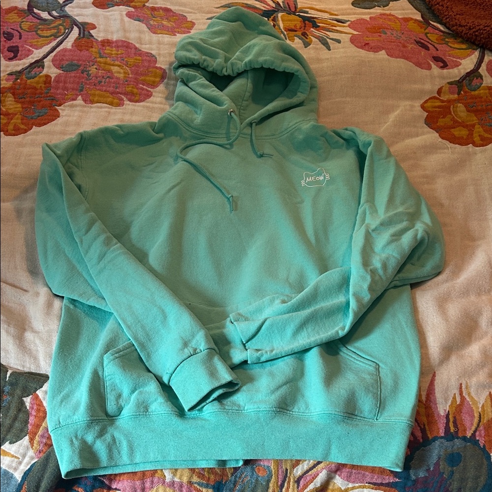 MEOW Turquoise/Mint Green Hoodie